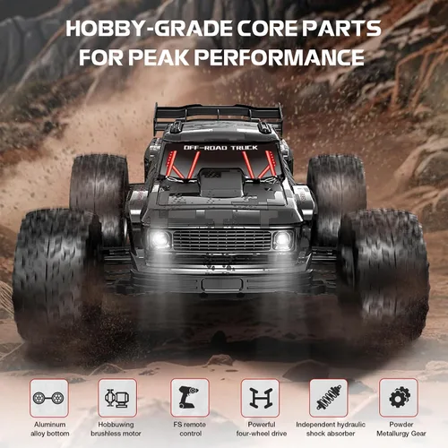 Vista 3 de Auto RC rápido sin escobillas 1/12 para adultos, 4WD eléctrico todoterreno RC Monster Truck, 60KM/H de alta velocidad RC coche con Hobbywing ESC