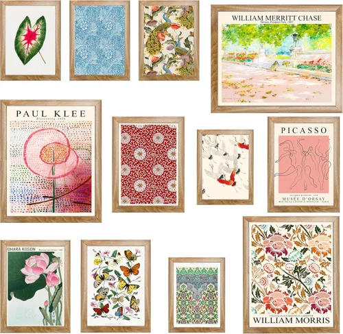 Vista 11 de MAZUKO 15 piezas de decoración de pared boho – Arte de pared moderno de mediados de siglo, pósteres boho, pósteres para la estética