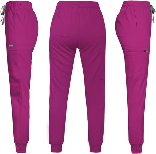 Vista 5 de VIAOLI Uniforme médico para mujer, unisex, ajustado, clínico, para sala de operaciones, trabajo, accesorios de traje para correr Negro
