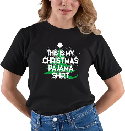 Vista 5 de Go All Out Camiseta de pijama con texto en inglés «This is My Christmas» Negro