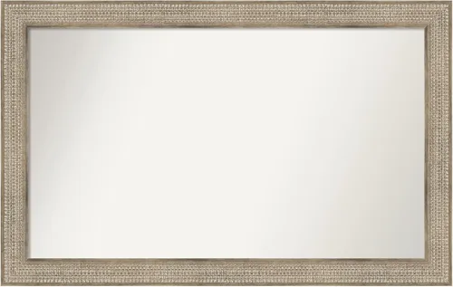 Vista 187 de Amanti Art Espejo de baño plateado para sobre fregadero, 26 x 26 pulgadas, espejo cuadrado de níquel pulido, marco de madera tradicional mediano, se