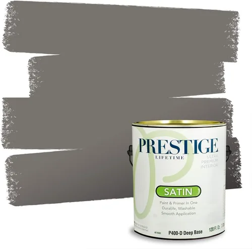 Vista 86 de PRESTIGE Pinturas Pintura Exterior e Imprimación en Uno, 1 Galón, Mate, Combinación Comparable de Sherwin Williams* Black Magic* SW6991-PCM