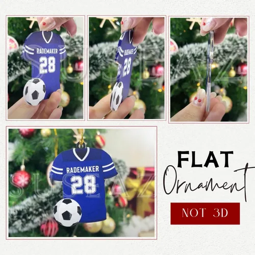 Vista 4 de Adorno plano de Navidad personalizado 2024, adorno de fútbol para niños, decoración de árbol de Navidad, regalos para jugadores de fútbol