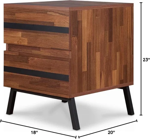 Vista 2 de Acme Karine - Mesa auxiliar de madera con 2 cajones en nogal y negro arenoso