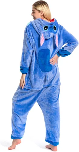 Vista 2 de Wallvhion Pijama de una pieza unisex para adultos, trajes de una pieza para mujeres y hombres, cosplay, ropa de dormir de Halloween