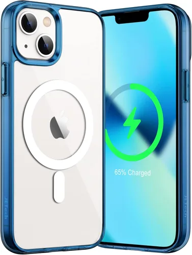 Vista 25 de JETech Funda magnética para iPhone 13 de 6.1 pulgadas, compatible con carga inalámbrica MagSafe, a prueba de golpes, parte trasera transparente