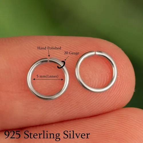 Vista 82 de Aretes de aro de oro de plata – Aretes de aro para mujer, dos piezas de aros de plata fina rellenos de oro, aro de hélice, anillo de tragus, aro
