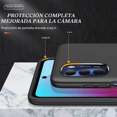 Vista 3 de Funda para Moto G Stylus 5G 2022 con película nano a prueba de explosiones, paquete de 2, funda invisible de grado militar (negro)