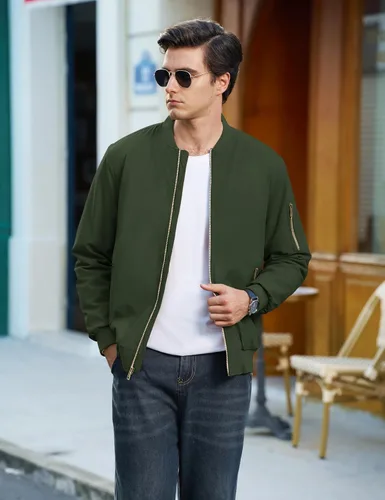 Vista 3 de CRYSULLY Chaqueta para hombre Otoño Invierno Espesar Cortavientos Chaquetas Bomber Abrigos Acolchados