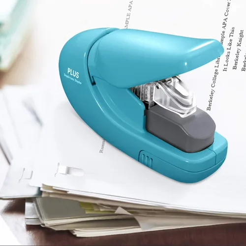 Vista 5 de Plus Paper Clinch - Engrapadora compacta sin grapas, color azul turquesa