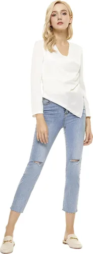 Vista 6 de Minorsu Mules con hebilla para mujer, puntera redonda, sin espalda, planas, deslizantes, zapatos sin cordones para mujer