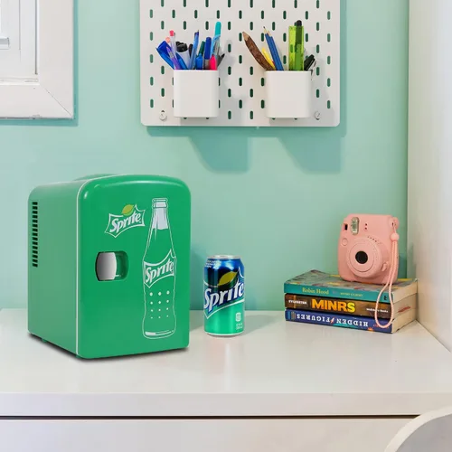 Vista 2 de Sprite Mini Nevera - Refrigerador para Dormitorio Oficina Enfriador Portátil de Bebidas, 12V 110V Para Bebidas, Refrescos, Vinos, Uso en Carro