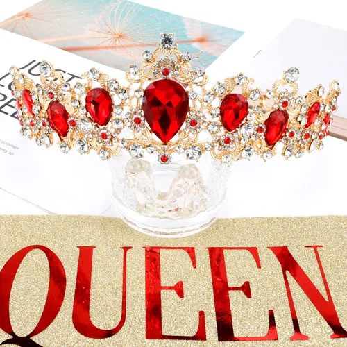 Vista 2 de Didder Queen Sash & Crown - Tiara de cumpleaños para mujer, banda para mujer, Diamante falso