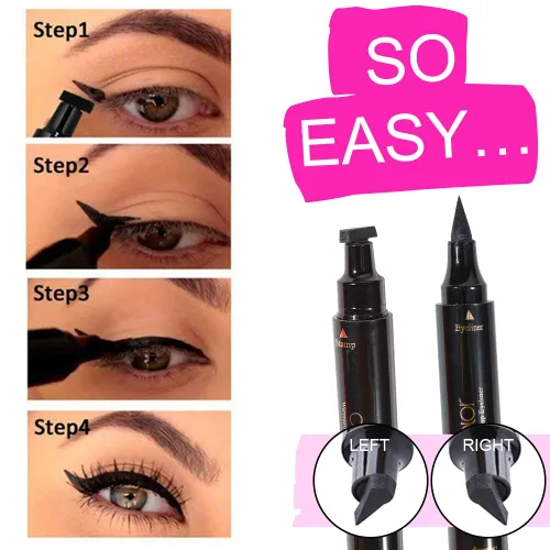 Vista 2 de docolor Sello delineador de ojos líquido de doble cara con alas, impermeable, a prueba de manchas, de larga duración, delineador de ojos original