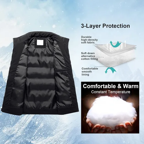 Vista 4 de Chrisuno Chalecos de invierno para mujer, ligeros, acolchados, chaleco utilitario