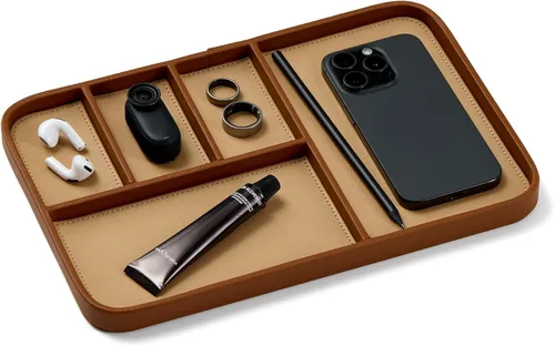 Vista 9 de Nordik - Bandeja de valet de cuero, bandeja mediana EDC - Coral Blush 9.5 x