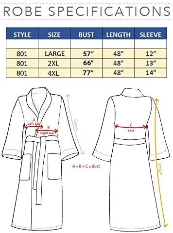 Vista 5 de MONARCH Chamois - Bata de microfibra tipo kimono para hotel, ligera, absorbente, suave, para spa, ciprés