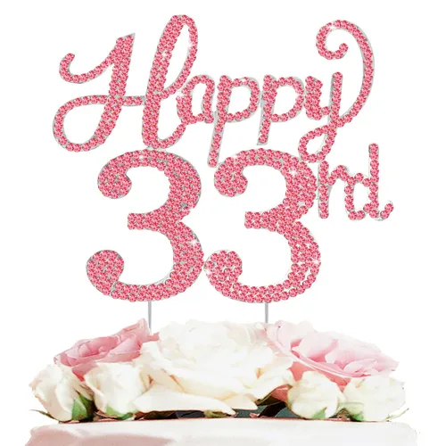 Vista 122 de LASKYER Decoración de feliz cumpleaños número 10, decoración de pastel de diamantes de imitación dorados de 10º cumpleaños – Letrero de metal
