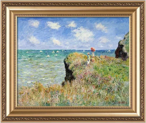 Vista 34 de IPIC - Reproducción artística de los lirios de agua de Claude Monet 1906, impresiones giclée coinciden con el marco dorado clásico, arte de pared
