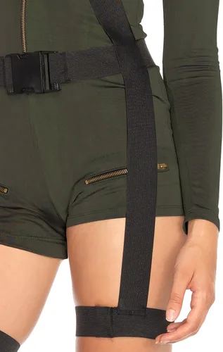 Vista 3 de Leg Avenue Disfraz de mameluco de elastano Top Gun para mujer