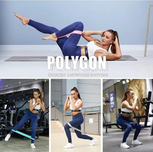 Vista 8 de Polygon Bandas de resistencia para entrenamiento, bandas de tela antideslizante para mujeres y hombres, bandas de ejercicio para piernas y glúteos