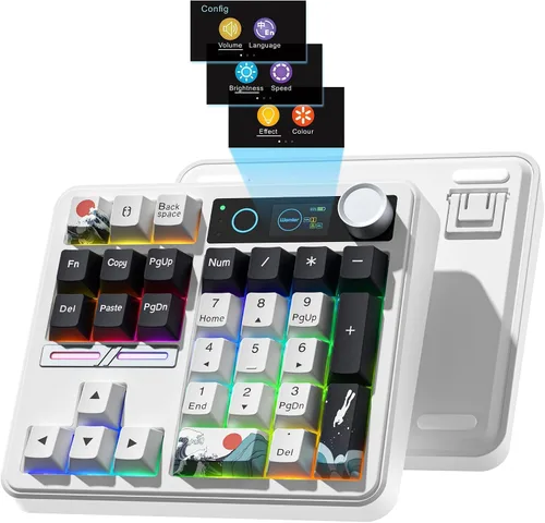 Vista 9 de Womier SK30 - Teclado mecánico con pantalla y perilla, color negro Bluetooth/2.4G/USB-C Wireless Numeric Keypad,Macro Software RGB Number Pad