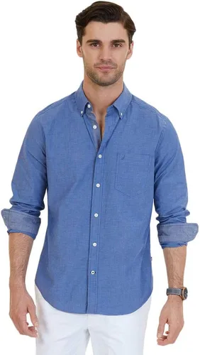 Vista 6 de Nautica - Camisa clásica para hombre, manga larga, con botones y elástica Índigo