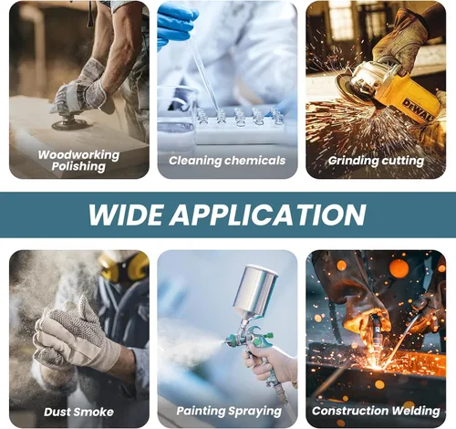 Vista 7 de Máscara respiradora de silicona reutilizable con filtros, máscara de gas para soldadura, carpintería, pintura en aerosol, polvo, productos químicos