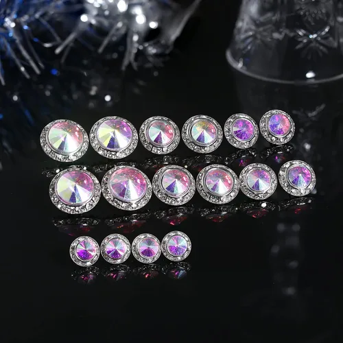 Vista 6 de BESTEEL 8 pares de aretes de competición de baile para mujer, aretes acrílicos con diamantes de imitación de cristal con halo para escenario, ópera