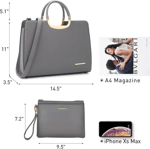 Vista 4 de Womens Handbag Top Handle Shoulder Bag Tote Satchel Purse Work Bag with Matching Wallet