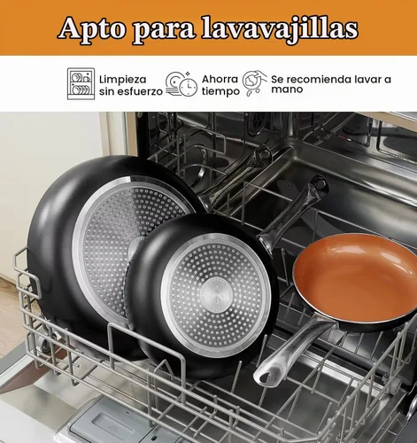 Vista 6 de KOCH SYSTEME CS Sartén Pequeña con Tapa - Sartén antiadherente de cobre de 8" para horno y estufa, sartén pequeña con revestimiento cerámico, sartén