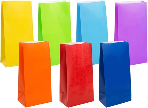 Vista 22 de Bolsas de papel de color brillante mini KEYYOOMY, bolsas de fiesta negras, bolsitas de papel para regalos de fiesta pequeña, bolsa de almuerzo