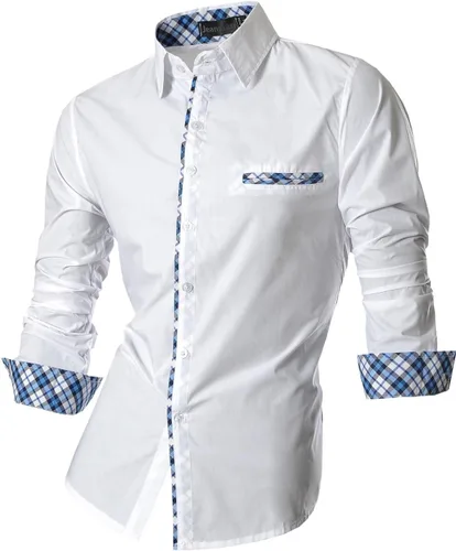 Vista 79 de jeansian - Camisas de manga larga de ajuste entallado para hombre (8397), con botones, informales y de vestir.