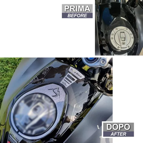 Vista 3 de Resin Bike Adhesivo para motocicleta compatible con BMW R 1250 GS 2021 – Triple protector de corona negra para motocicleta contra golpes y arañazos