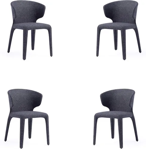 Vista 14 de Manhattan Comfort Conrad - Sillas de comedor modernas de mediados de siglo, muebles de cocina tapizados de tweed con respaldo contorneado, acolchado