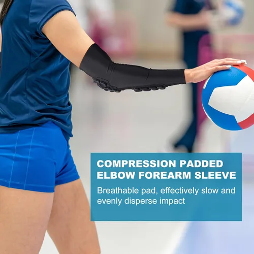 Vista 4 de Codera acolchada de compresión para deportes, paquete de 2 almohadillas anticolisión para el antebrazo del brazo, protección anticolisión para fútbol