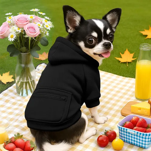 Vista 2 de Petcare Sudaderas con capucha básicas para perros pequeños, medianos y grandes, gatos, ropa para cachorros, suéteres de felpa suaves y cálidos