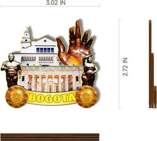 Vista 3 de Imán de madera de Bogotá Colombia 3D para nevera, recuerdos coleccionables, decoración hecha a mano, artesanías 2