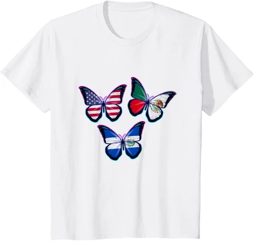Vista 27 de Multiculti Heritage. Camiseta El Salvador México y Estados Unidos