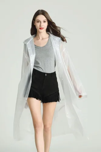 Vista 6 de Anfoo 2 impermeables transparentes, impermeables reutilizables para hombres, impermeables para mujeres, impermeables de EVA para adultos