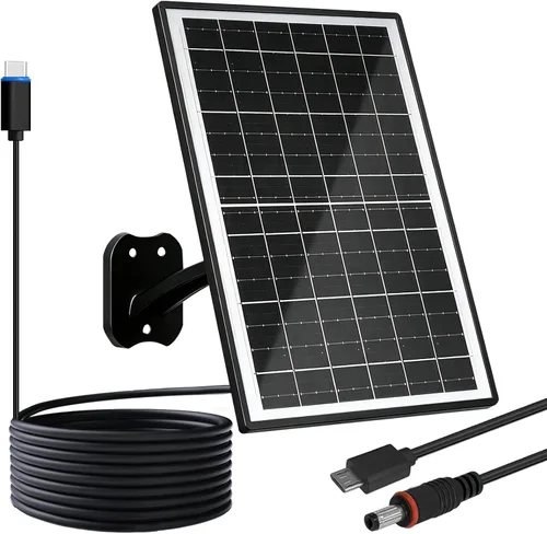 Vista 14 de FUTUREZEN Panel solar de 6 W para cámara de seguridad al aire libre, cargador solar USB/USB-C de 5 V compatible con cámaras de batería recargable