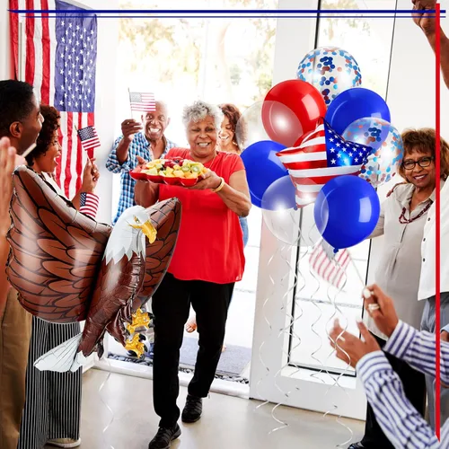 Vista 5 de 24 globos patrióticos de águila con el número 250 aniversario, globos rojos, blancos y azules, decoraciones de fiesta del 4 de julio, globos grandes