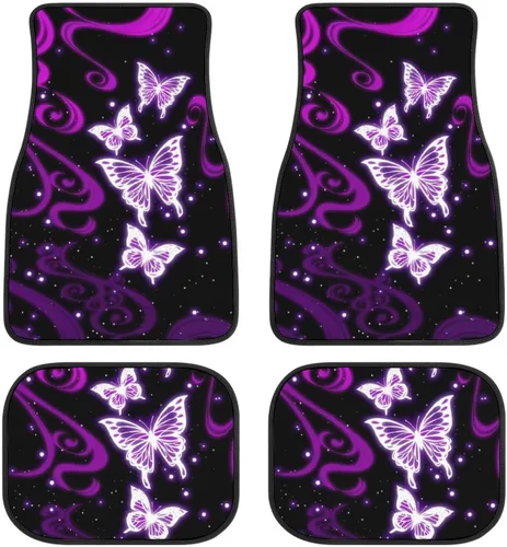 Vista 12 de Juego de 4 alfombrillas decorativas para automóvil, diseño floral de rosas rojas, diseño de flores y diseño de flores, alfombras decorativas
