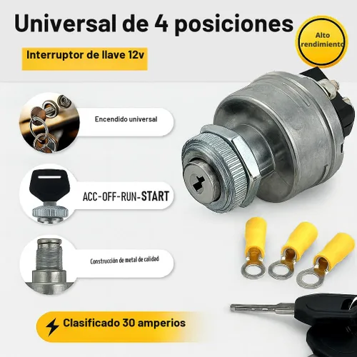 Vista 4 de MGI SpeedWare - Interruptor de llave de encendido universal de 4 posiciones Acc/Off/IGN/Start Diseñado para automóviles personalizados, camiones