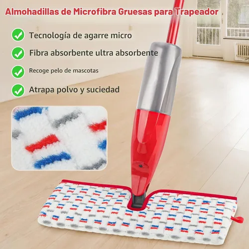 Vista 2 de Almohadillas de microfibra compatibles con la mopa O-Cedar Promist MAX, almohadillas de repuesto reutilizables para trapeador, cabezales