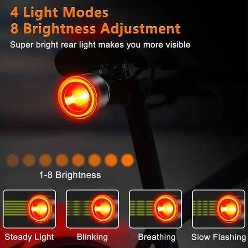 Vista 2 de NineLeaf Smart Brake Sensing Rear Bike Lights, Bicycle Tail Light, Bike Lights for Night Riding, Auto On/Off, 300 Lumen 220°Adjustable Angle 1000M