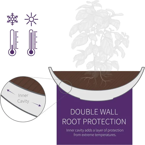 Vista 4 de Crescent Garden Orinoco Maceta Tazón – Maceta de Resina de Doble Pared para Suculentas, Flores Sin Orificio de Drenaje - 21" An x 8.25" Al