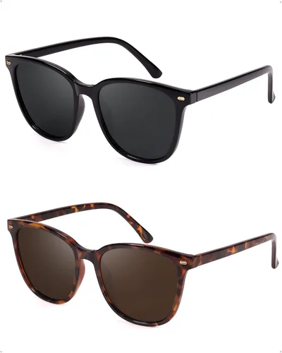 Vista 16 de FIMILU Paquete de 2 lentes de sol polarizados para mujer, lentes de protección UV400, montura grande, lentes de moda, elegantes