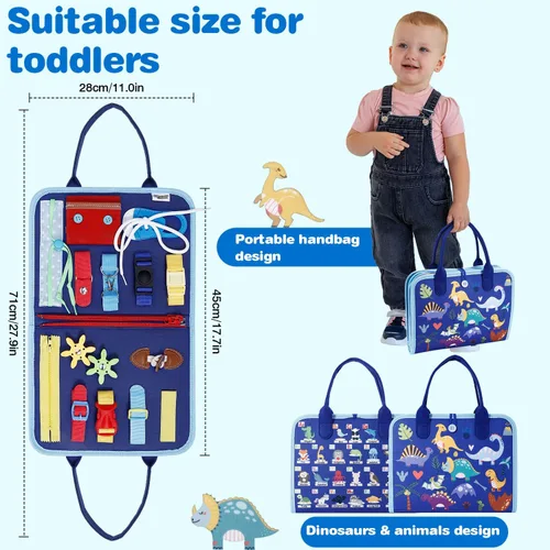 Vista 7 de JHkim Busy Board - Juguetes Montessori para niños y niñas de 1, 2, 3, 4 años Regalos, juguete sensorial para niños pequeños de 1 a 3 años