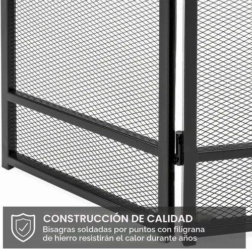 Vista 4 de Best Choice Products Pantalla de chimenea de malla de acero simple de 47.5 x 27.25 pulgadas, 3 paneles, rejilla de protección contra chispas contra
